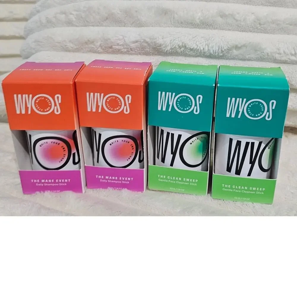 WYOS Clean Sweep and The Mane Event shampoo and cleanser New TSA friendly